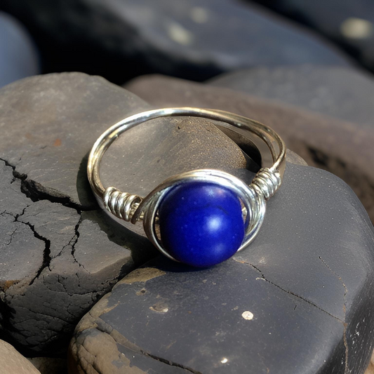 Wire -Wrapped Lapis Lazuli Ring